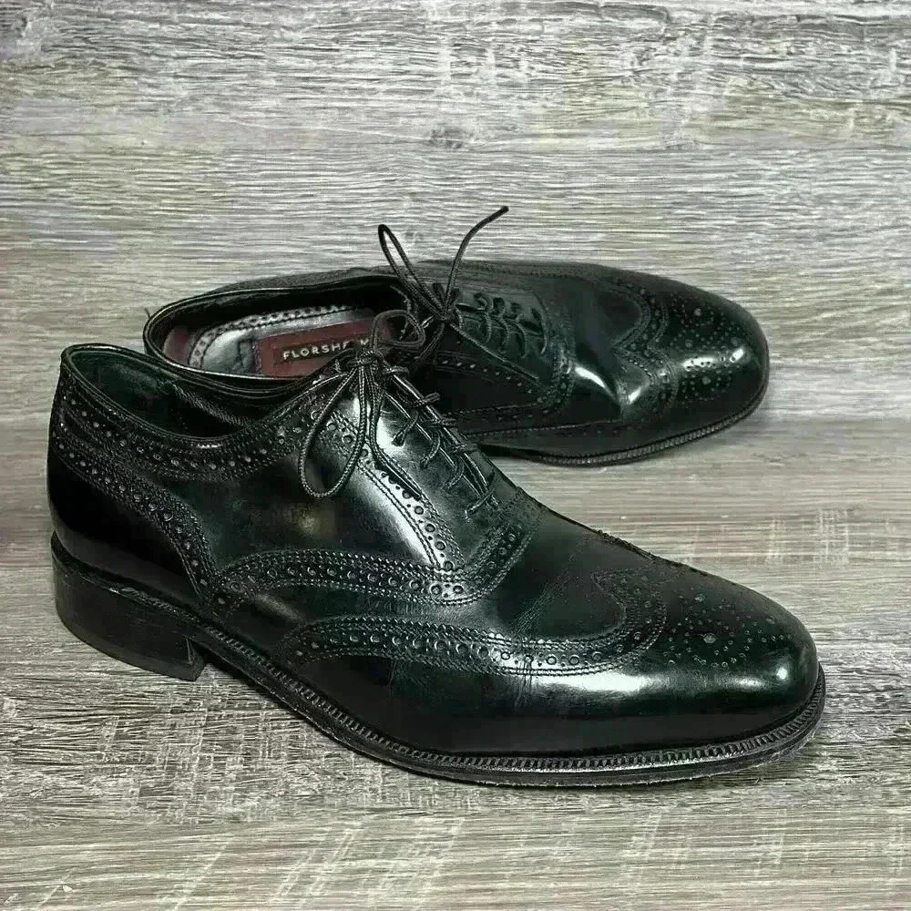 Florsheim Black Leather Cap Toe Oxford Dress Shoe Mens 8 1/2